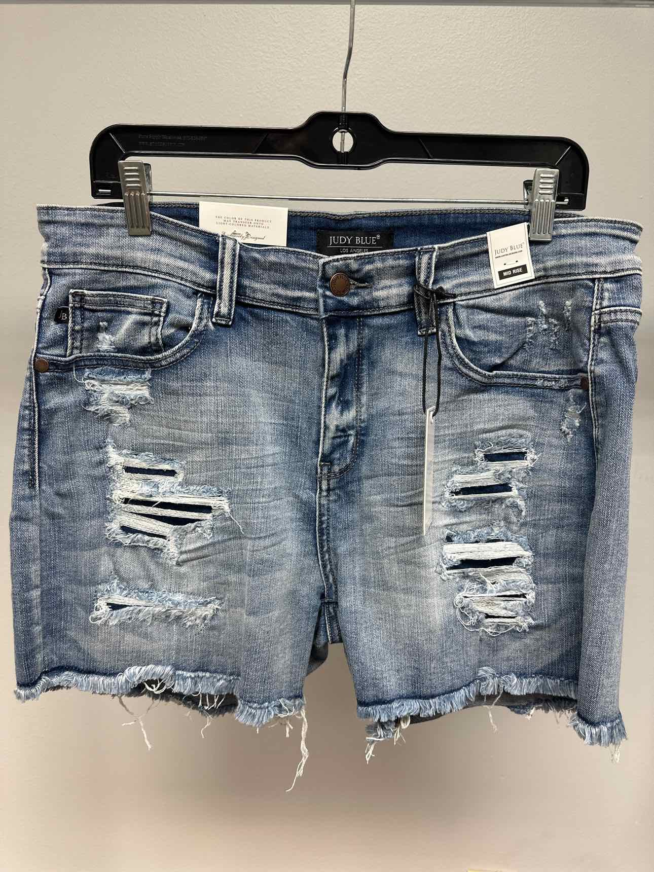 Judy Blue Mid-Rise Patch and Wash Out Cutoff Denim  Light Wash Shorts