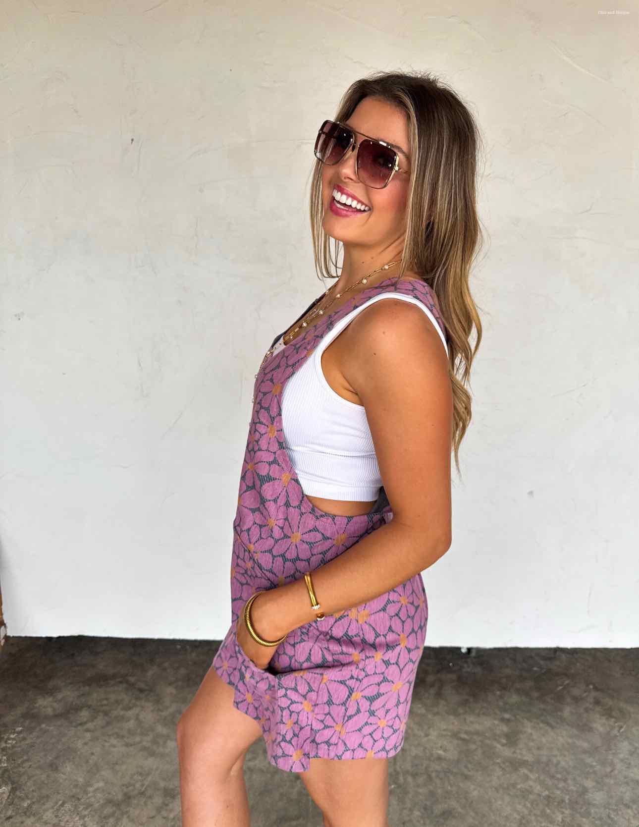Blakeley Denim Daisies Beach Please Floral Romper