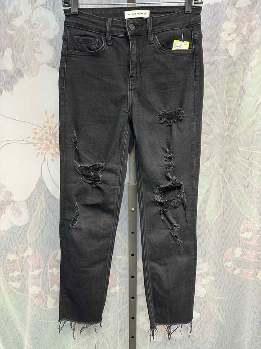 Flying Monkey Size 25 Black Distressed Raw Hem Skinny Denim Pants