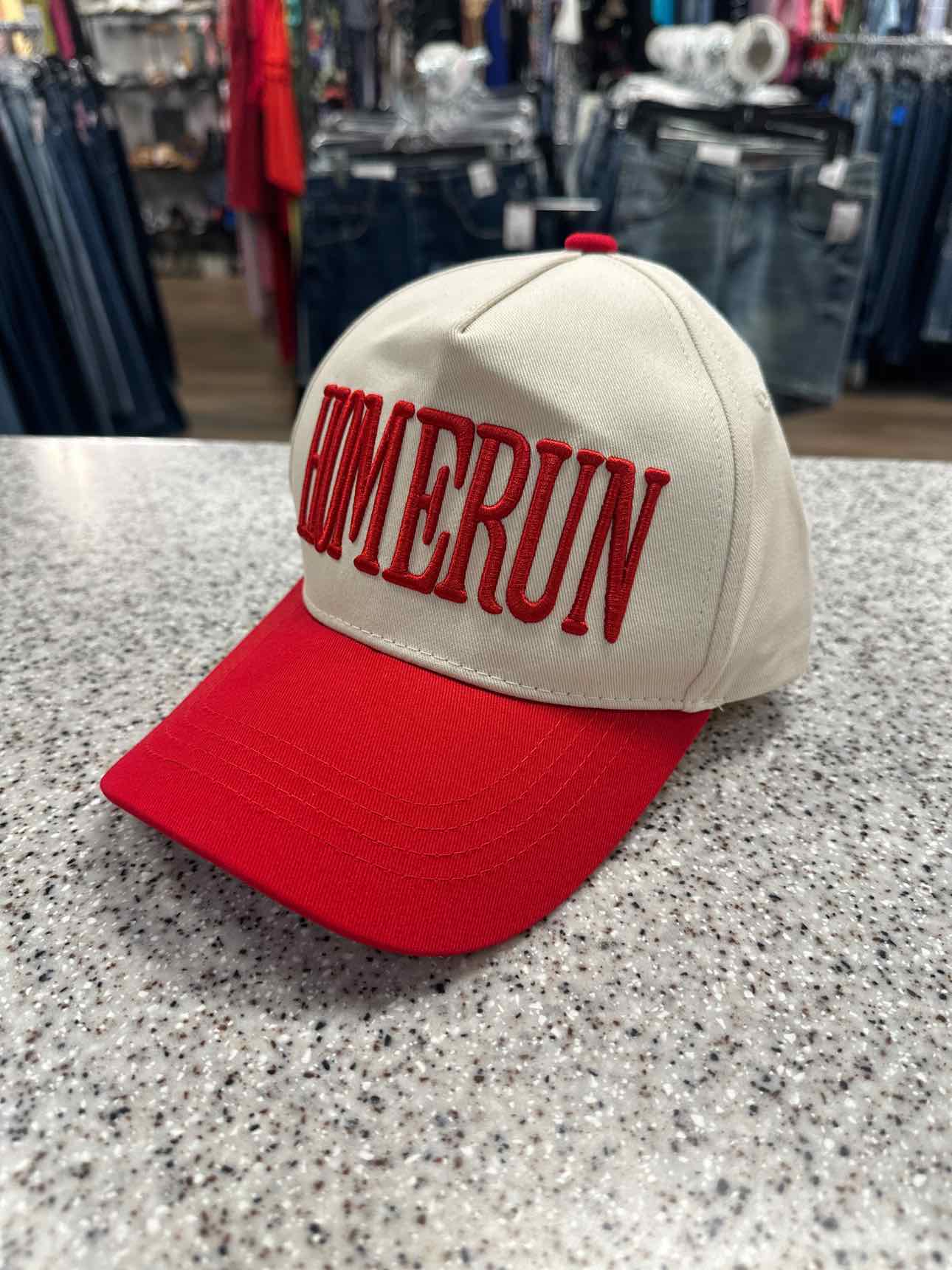 HOMERUN Baseball Cap with Red Brim Hat