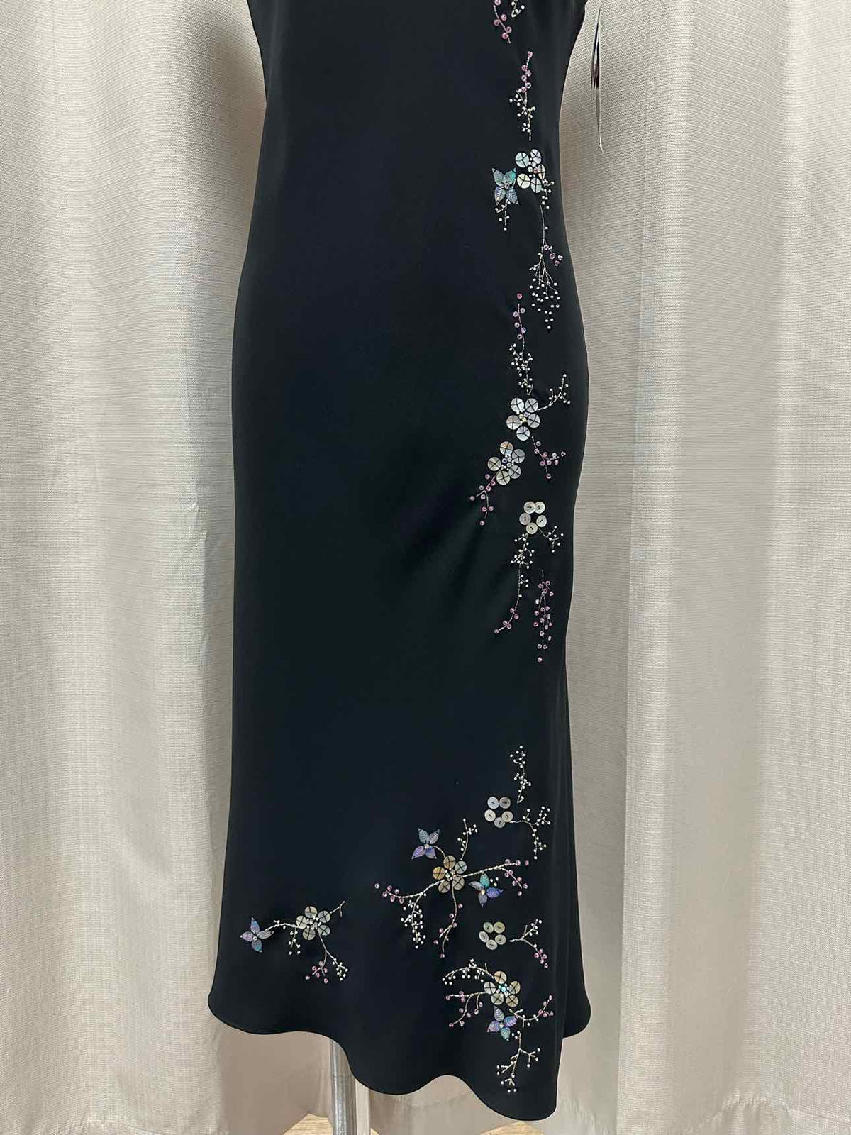 Jones New York NEW NWT Rhinestone Floral Halter Maxi Mermaid Size 8 Black Dress