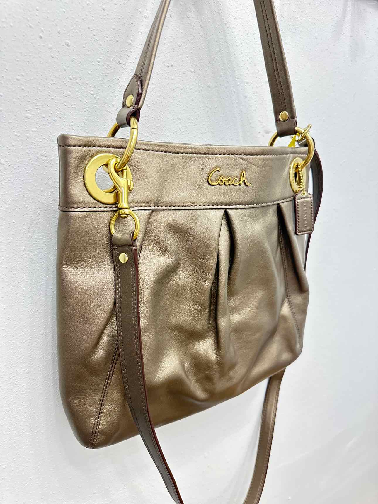 Coach Ashley Hippie Leather Metallic Gold Handbags