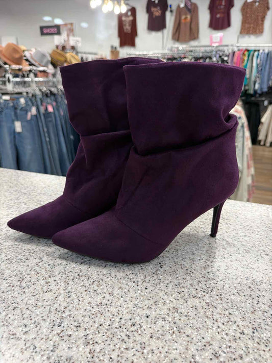 ShoeDazzle Rich Purple Faux-Suede Slouchy Stiletto Boots Woman's Size 9