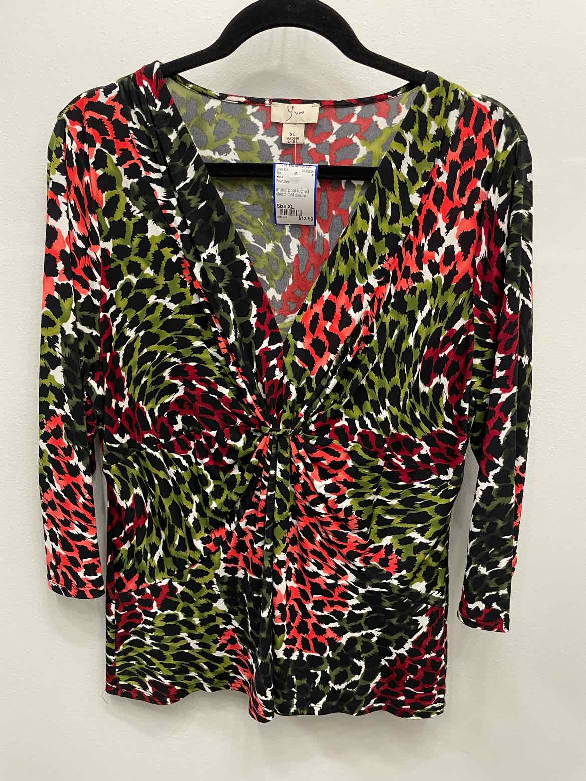 Yvos Size XL Pink/Green Top