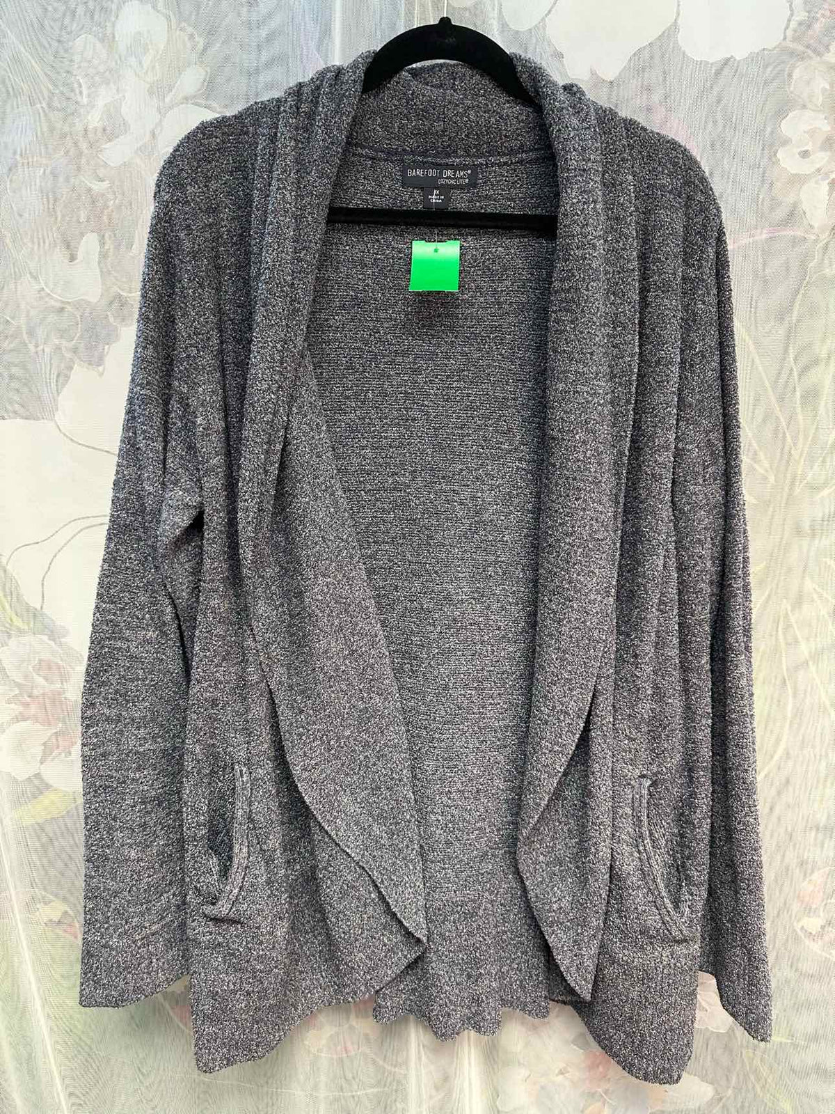 Barefoot Dreams Fuzzy Soft Open Long Sleeve Heathered Size 1X Grey Cardigan