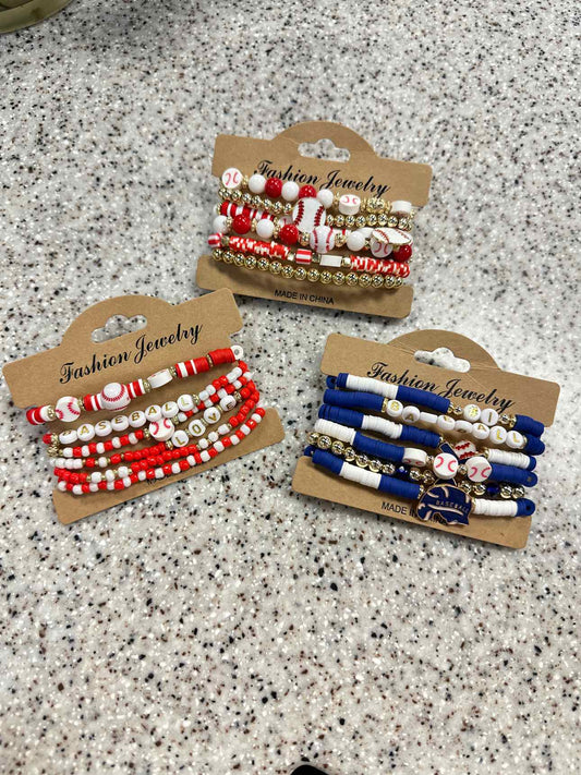 Baseball Set of 6 Stretch Bracelets