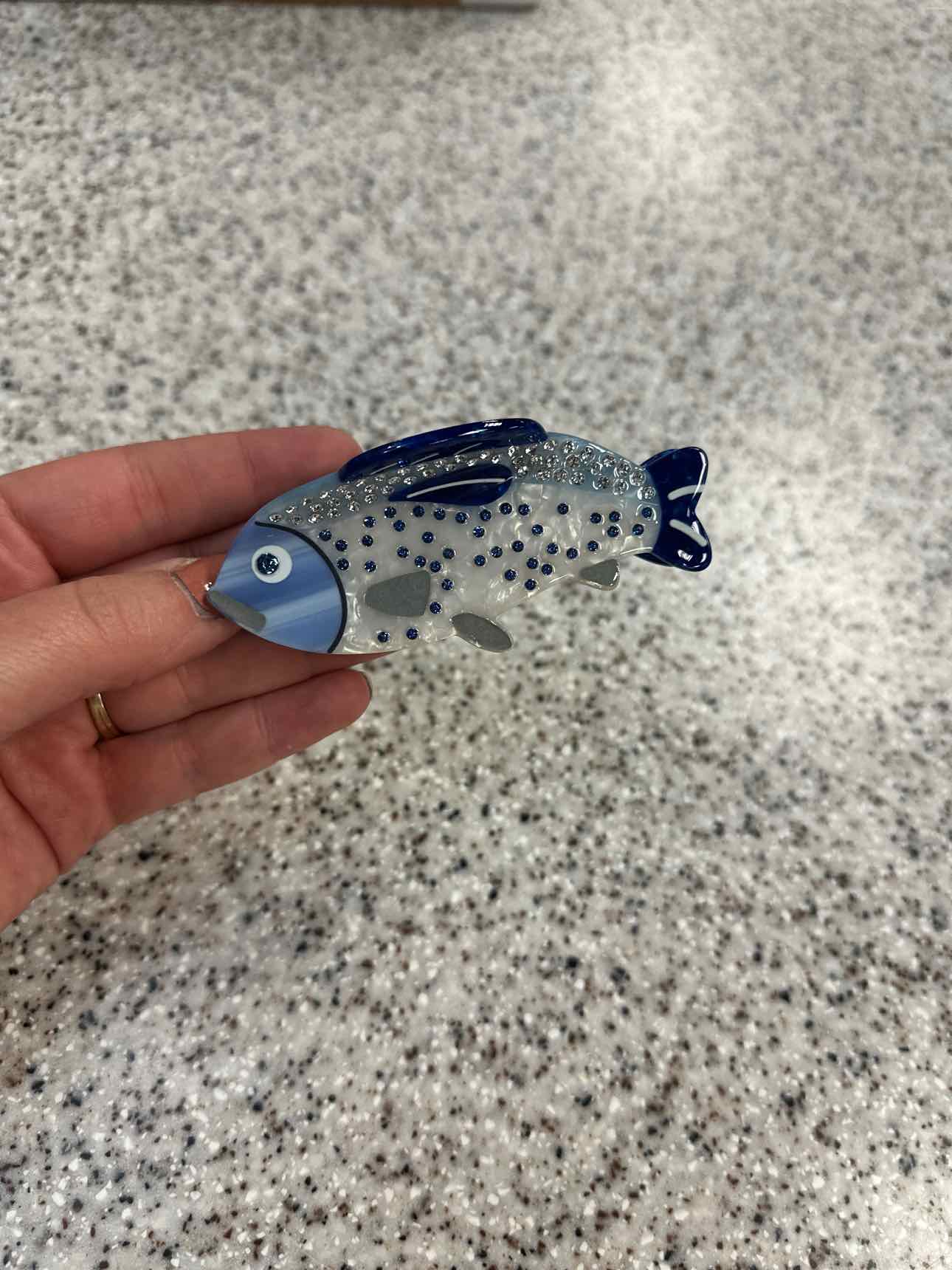 Blue Rhinestone Fish Hair Claw Clip