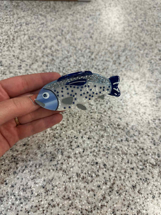 Blue Rhinestone Fish Hair Claw Clip