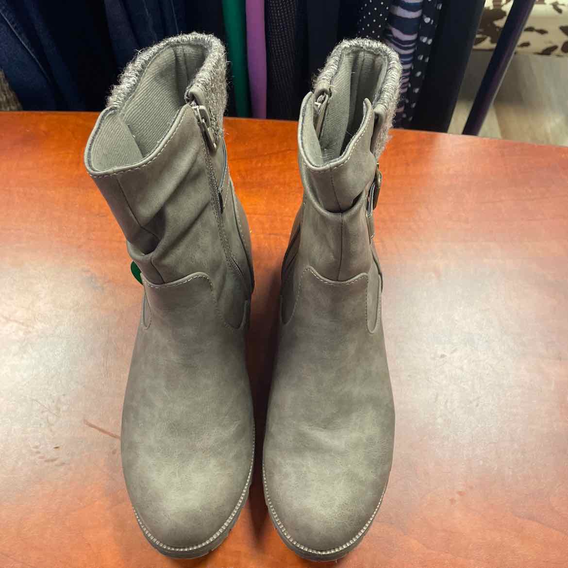 Maurices Grey Faux-Suede Mid-Calf Boots Size 9