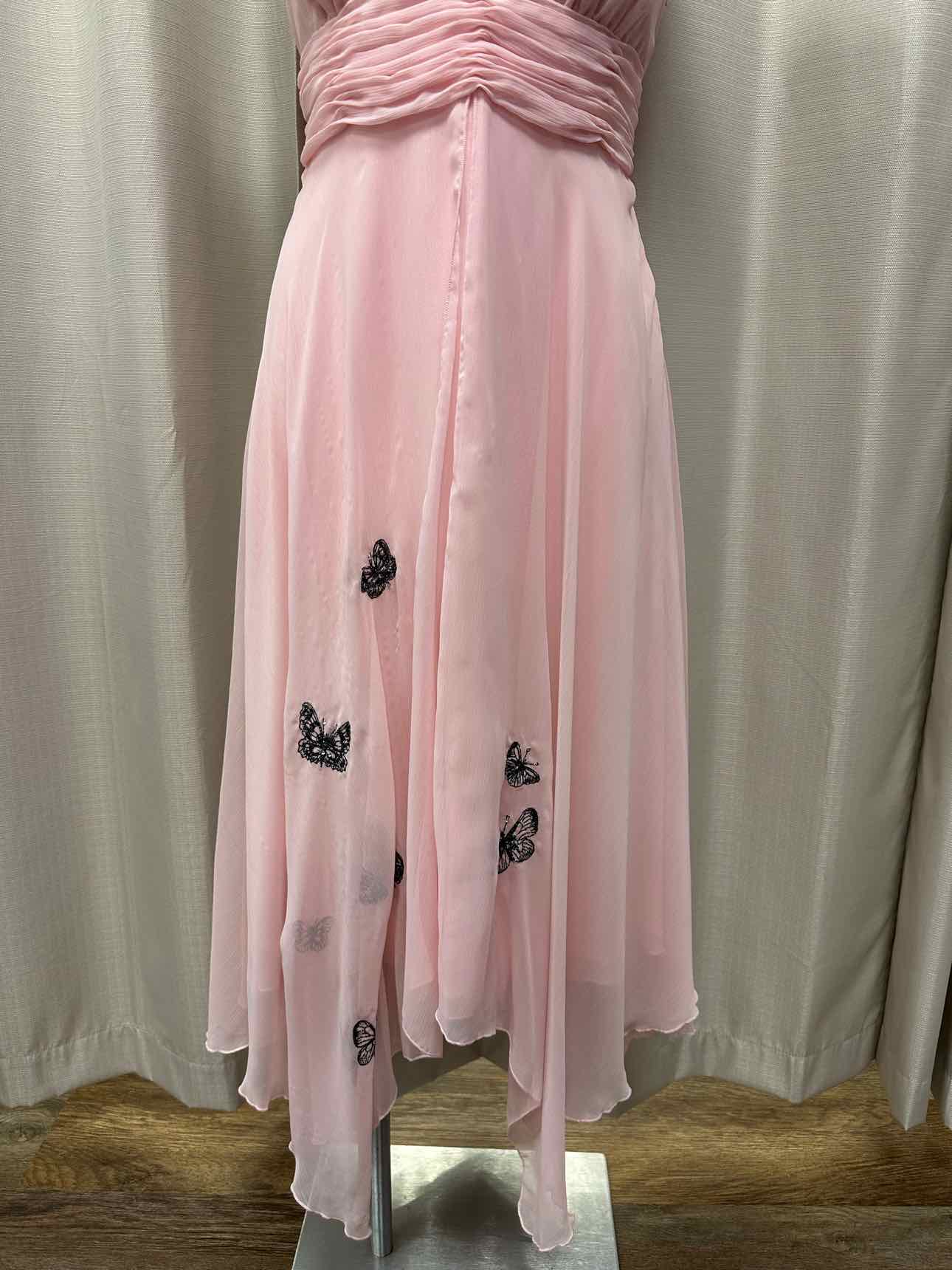 Together NEW NWT Vintage Butterfly Embroidered Flowy Fit & Flare 14 Pink Dress