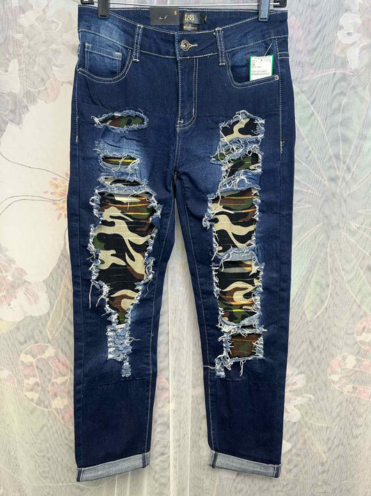 L&B NEW NWT Camo Patch Distressed Boyfriend Fit Size 6 Denim Jeans