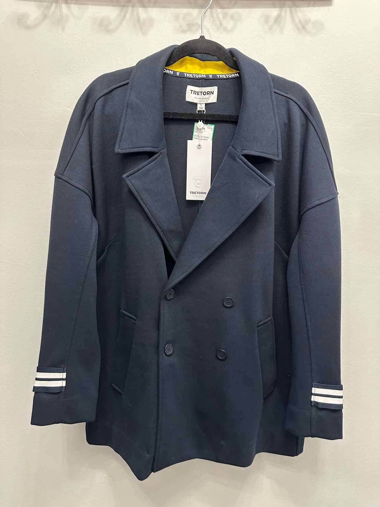 Tretorn NEW NWT Button Down Blazer Stripe Decor Size Large Navy Jacket