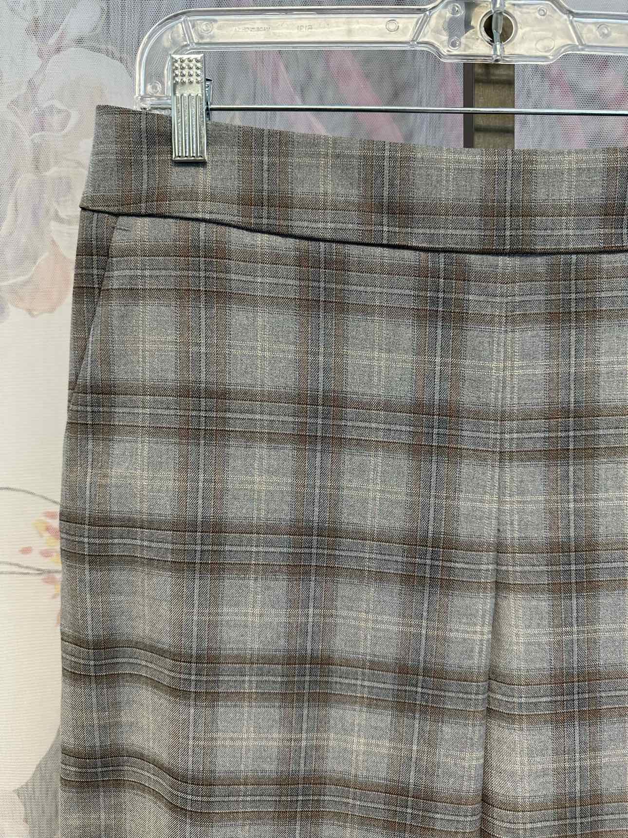 LOFT Size 8 Grey Plaid Wide Leg Crop Trouser Pants NEW NWT