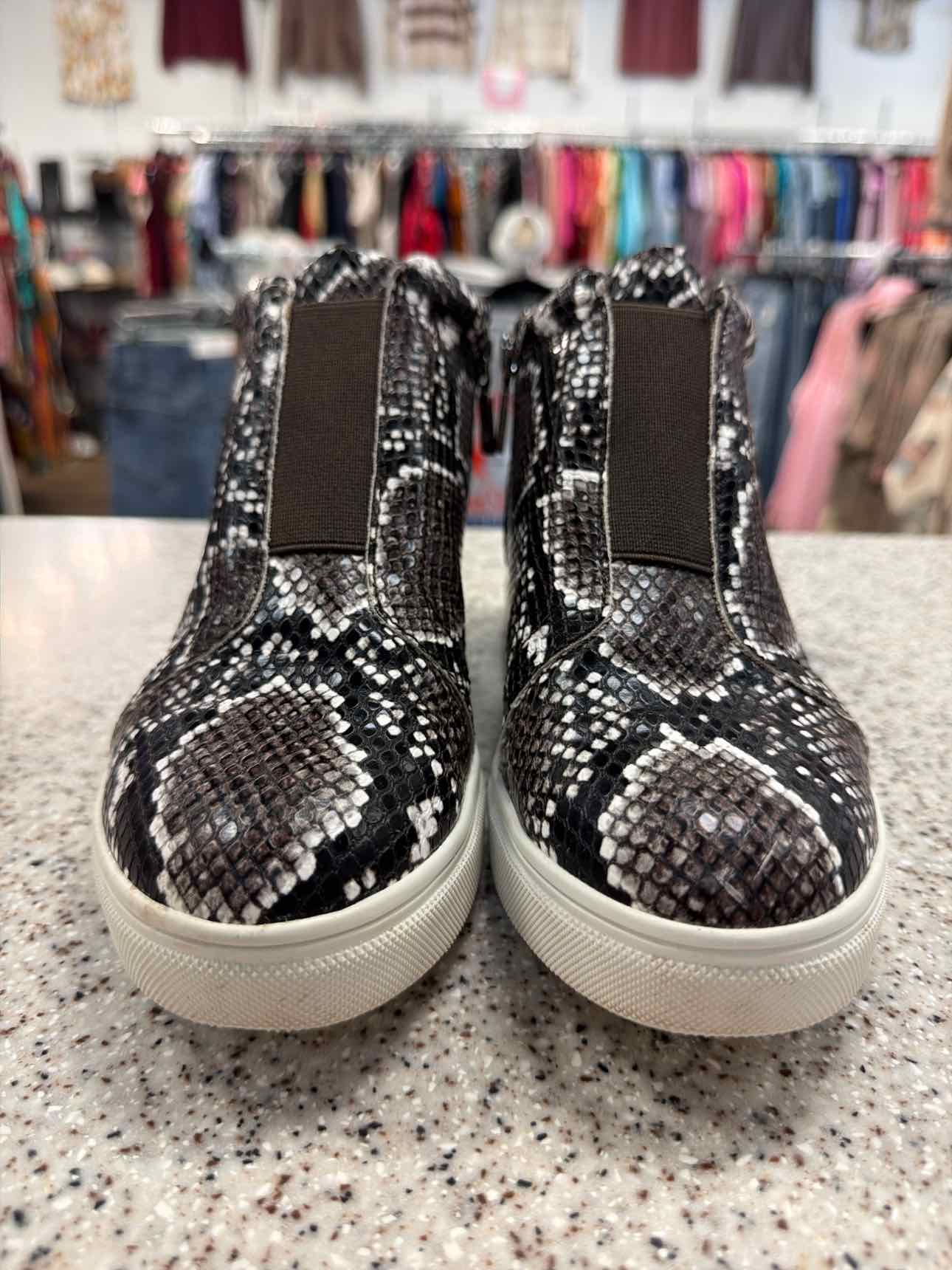 Aqua College Size 8 1/2 Glady Waterproof Leather Wedge Snakeskin Black Shoes