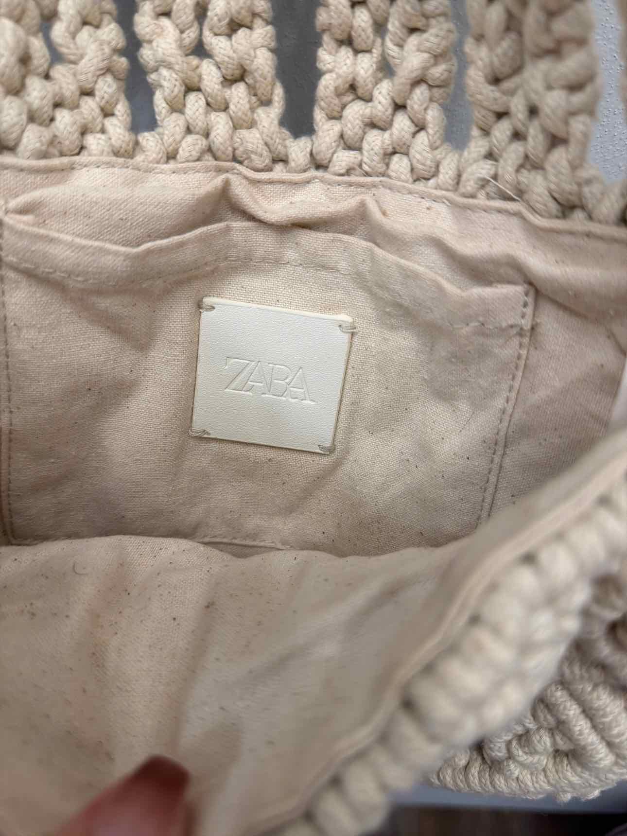 Zara Size Small Cream Macrame Shoulder Bag Handbags