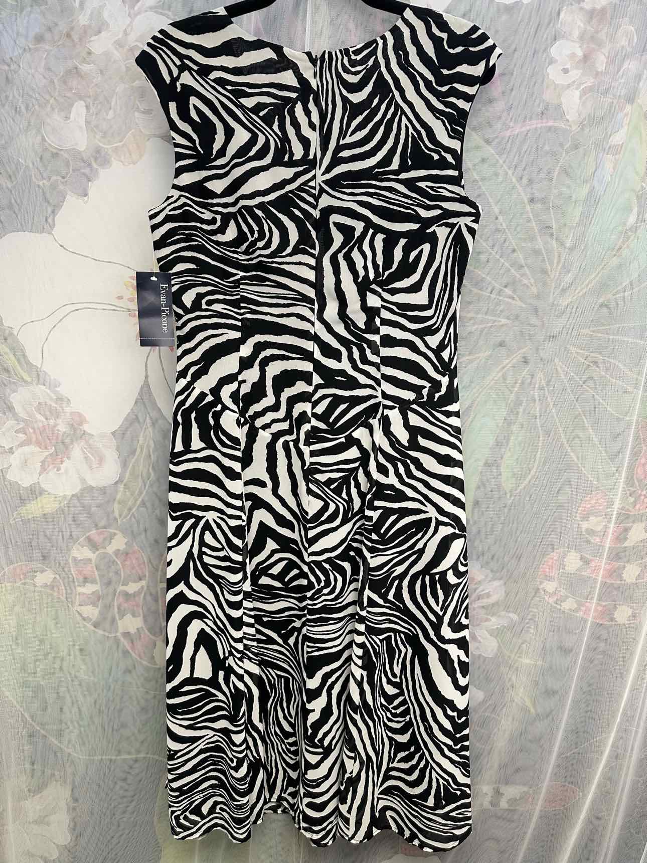 Evan-Picone NEW NWT Zebra Babydoll Midi Short Sleeve Size 10 White/Black Dress