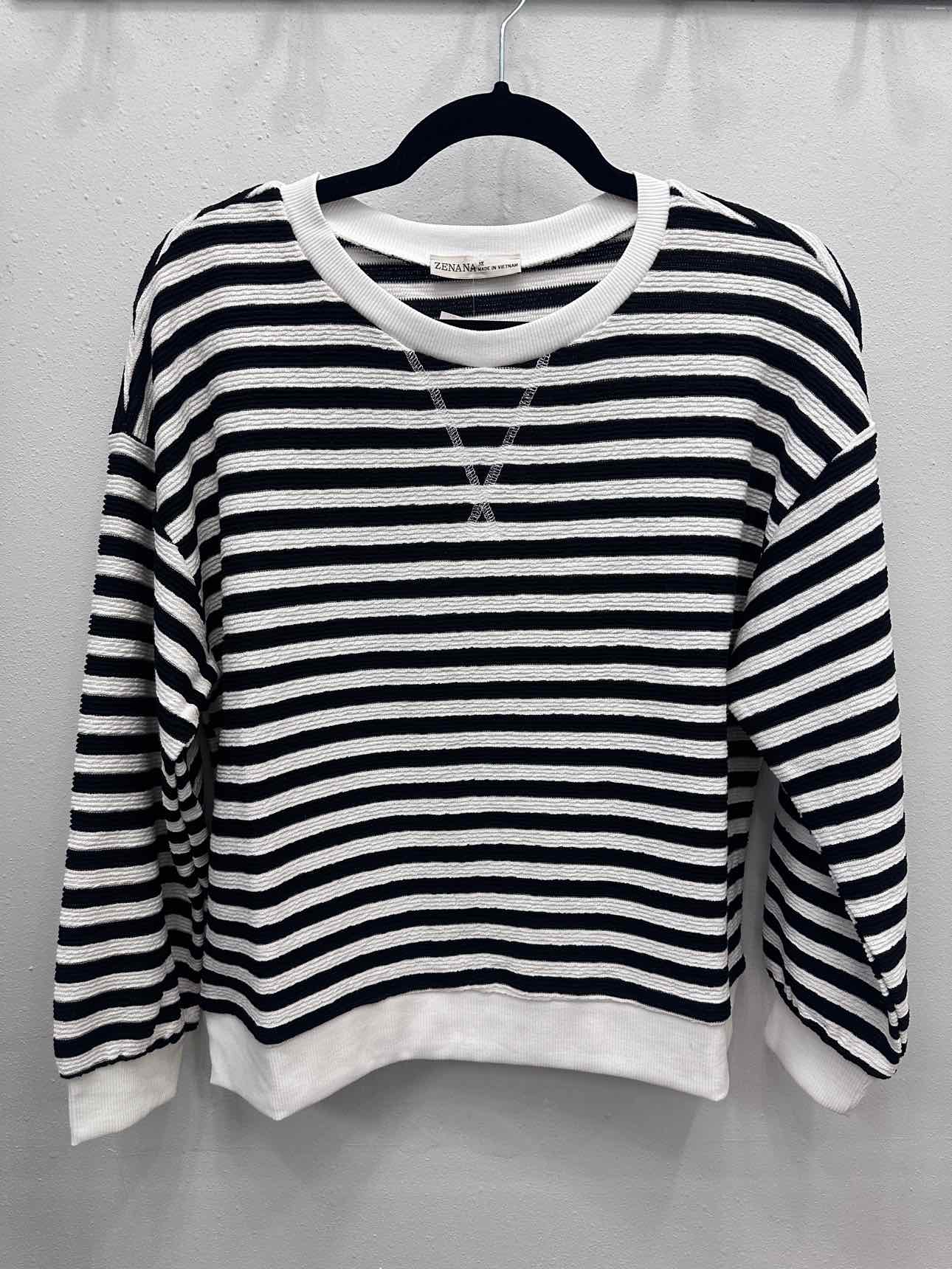Zenana Textured Striped Long Sleeve Top