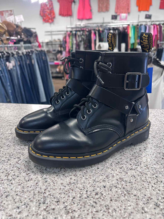 Dr. Martens Size 7 Christofor Harness Strap Black Leather Boots