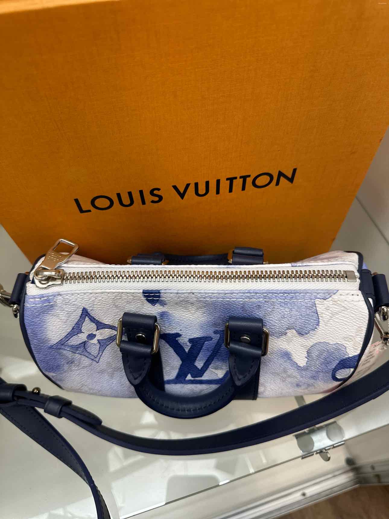 Louis Vuitton Blue Watercolor Mini XS Keepall Bandouliere Handbag with Strap