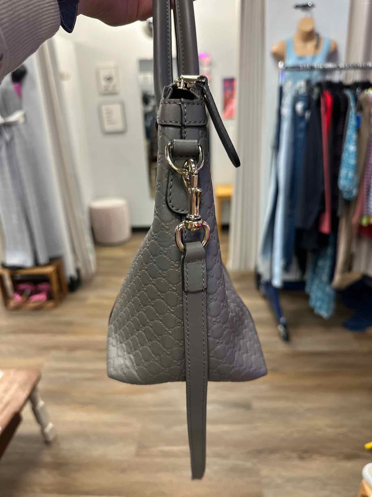 Gucci Size Microguccisima Leather Gray Shoulder Bag Handbags