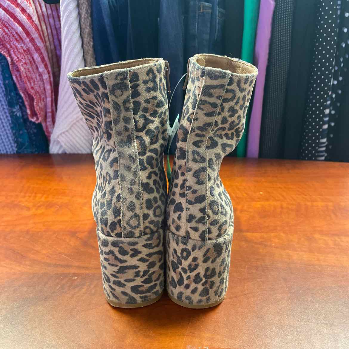 Free People Nicola Leopard Print Suede Ankle Boots Size 37