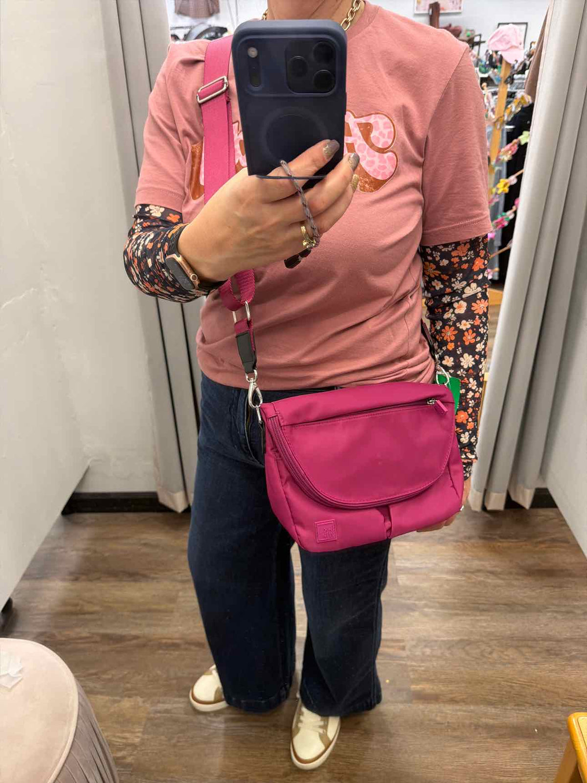 IHKWIP The Sidekick Foldover Medium Pink Crossbody Bag