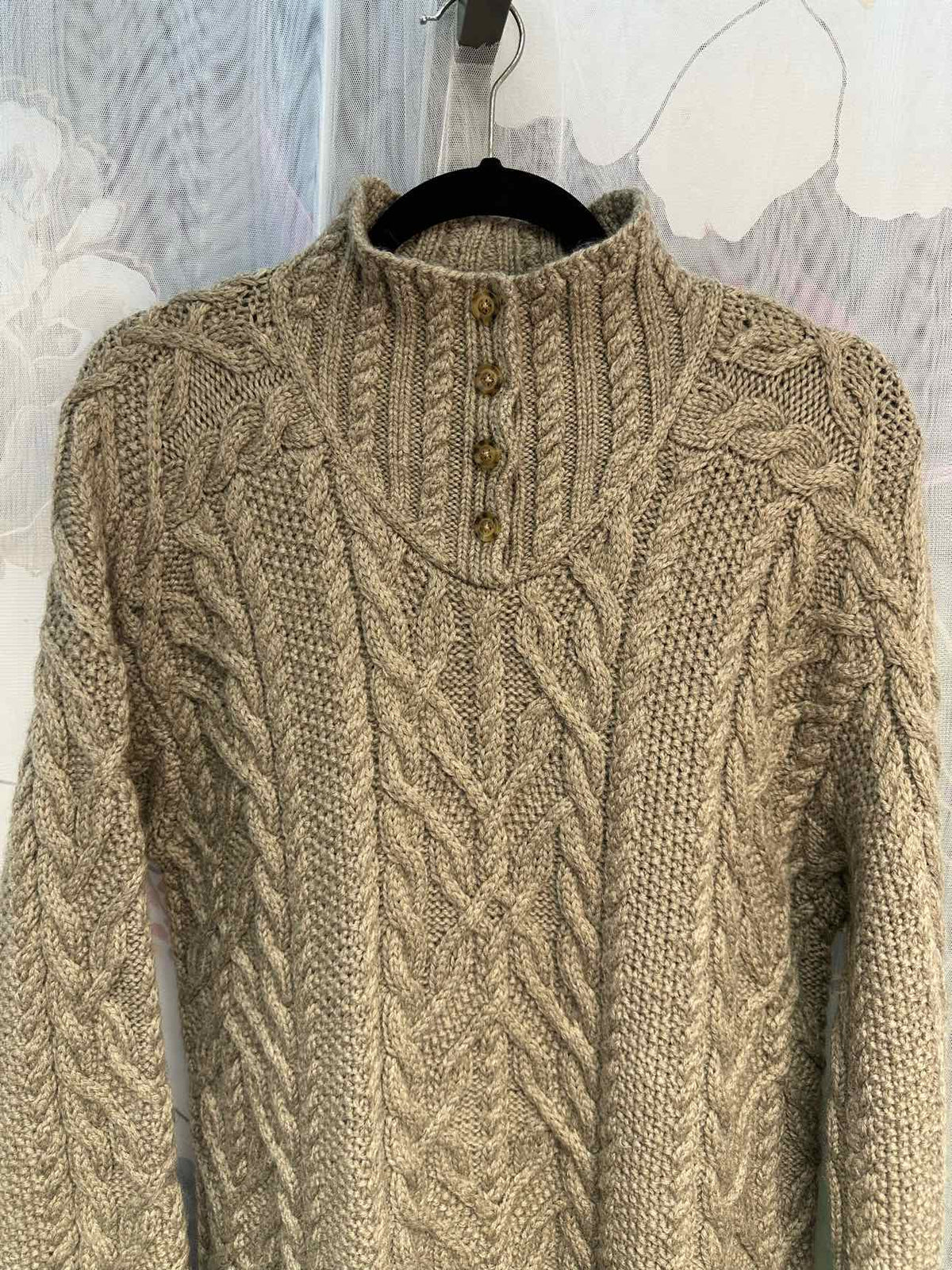 Lauren Ralph Lauren Worsted Wool Heavy Cable Knit Size Medium Brown Sweater