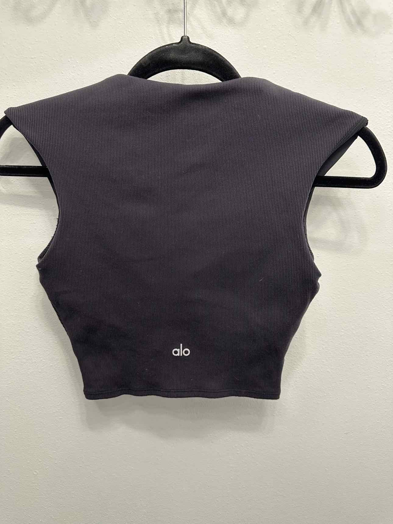 Alo Ribbed Bustier Crop Size Small Black Top