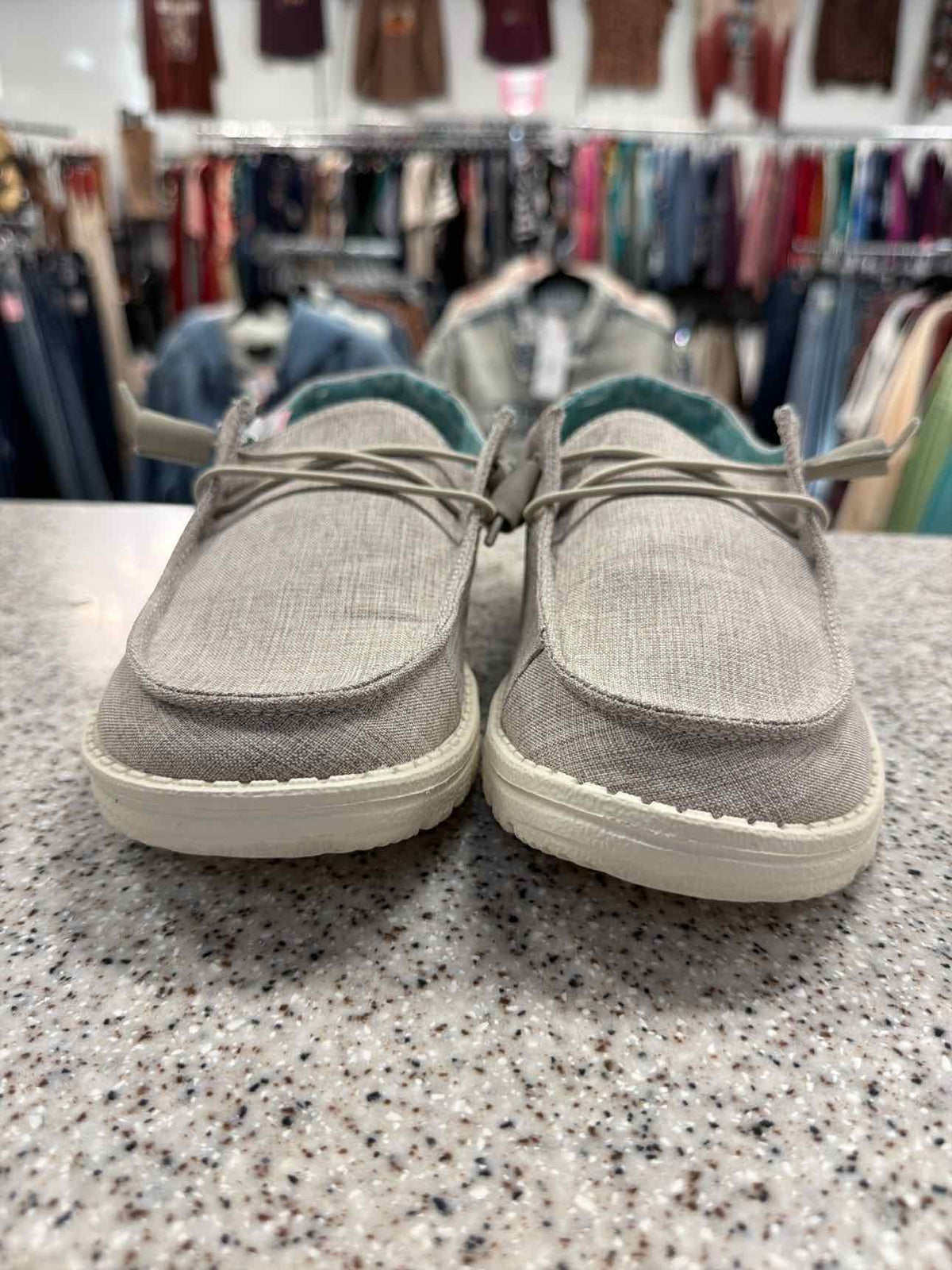 Hey Dude Women's Wendy Chambray Gray Slip-On Loafers Size 9