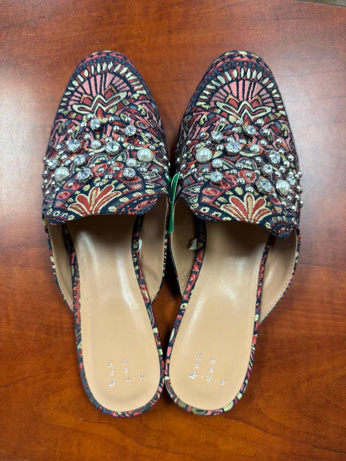 A New Day Embellished Brocade Mule Loafers Size 9 1/2