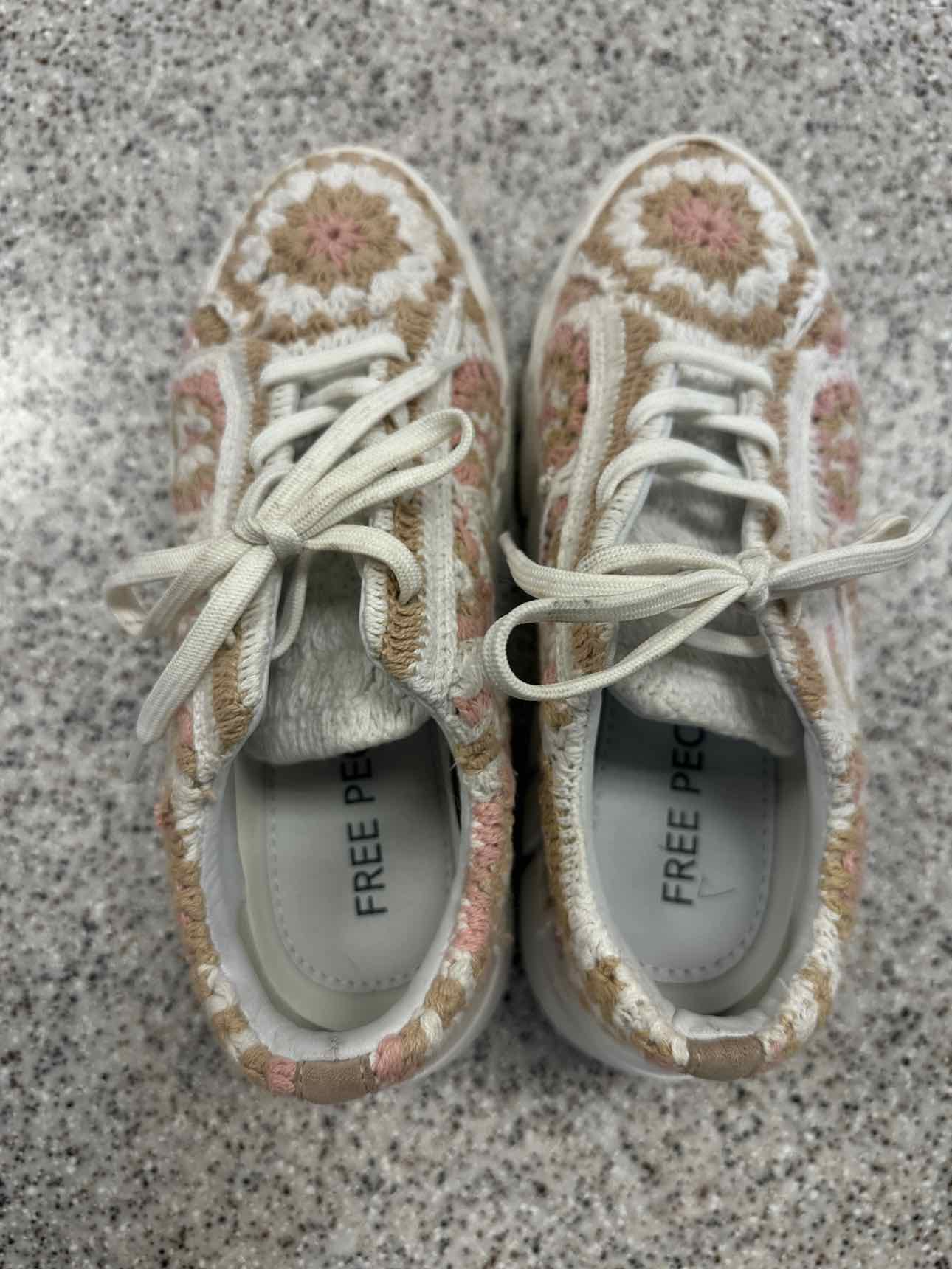 Free People Size 37 Pastel Catch Me If You Can Crochet Platform Sneakers