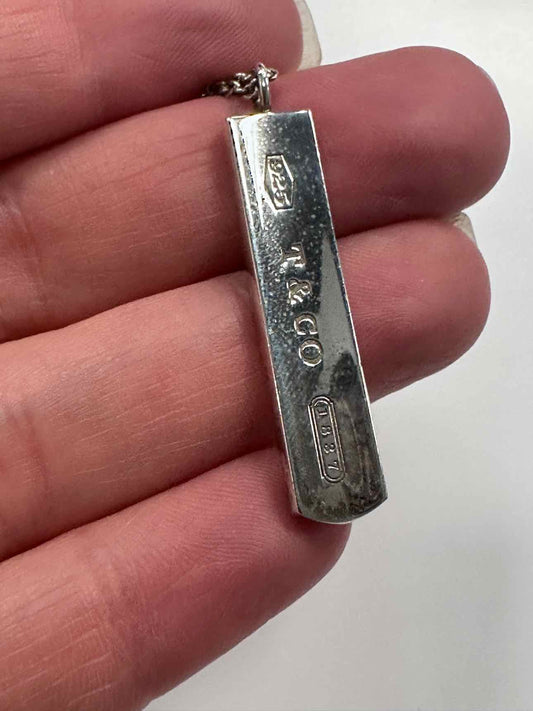 Tiffany & Co. Size 18" Sterling Silver Bar Pendant Necklace