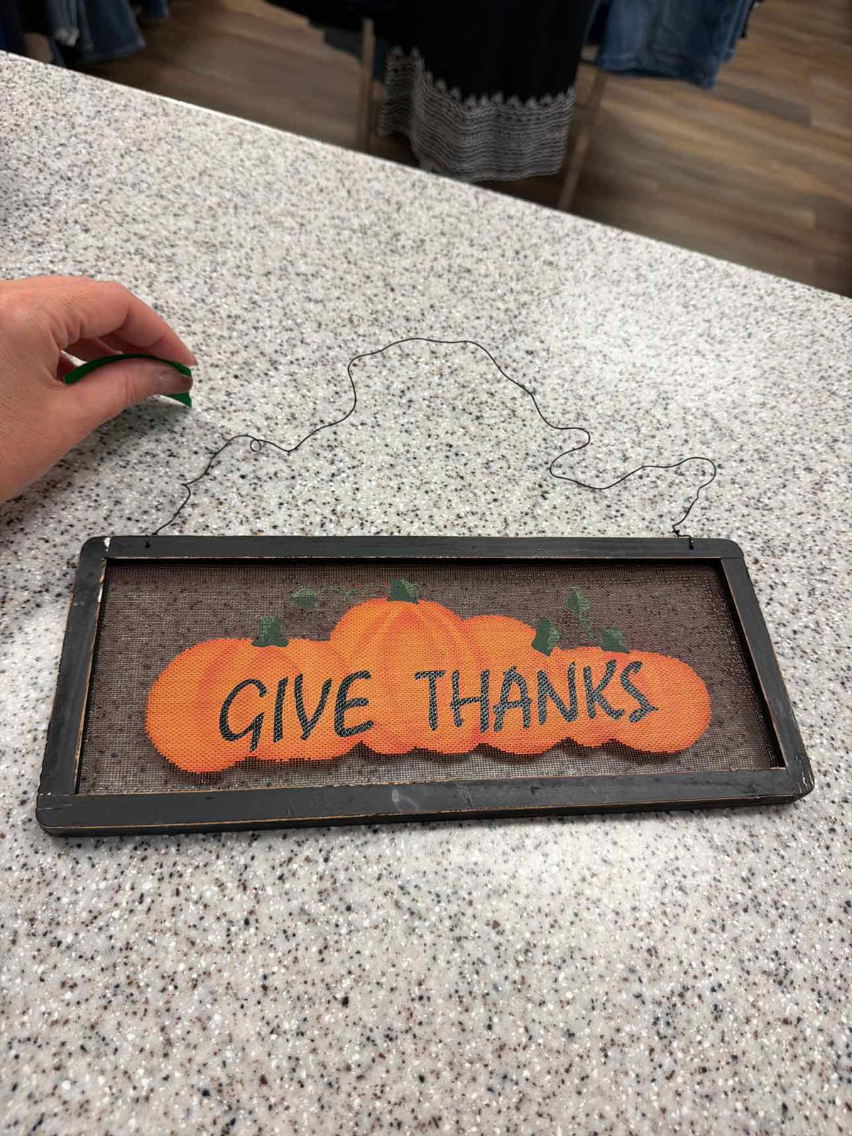 Primitive Painted "Give Thanks" Wood Frame Screen Home Decor