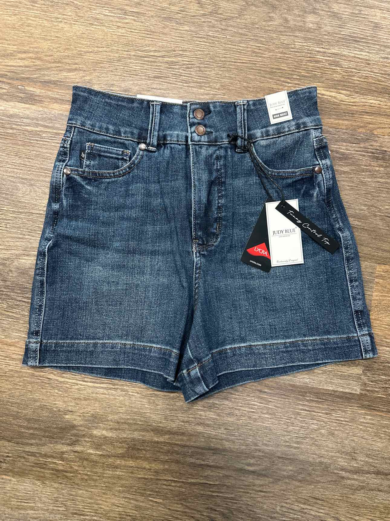 Judy Blue Jeans Double Button High Waist Tummy Control Slim Denim Shorts