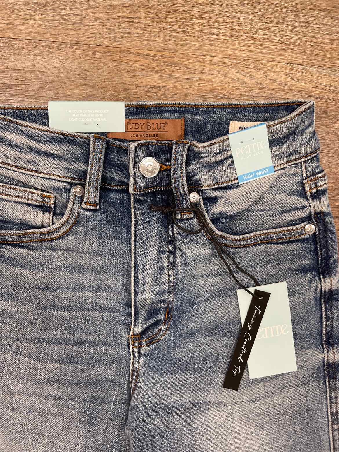Judy Blue High Waist Petite Peggy Ankle Straight Break Through Blue Jeans