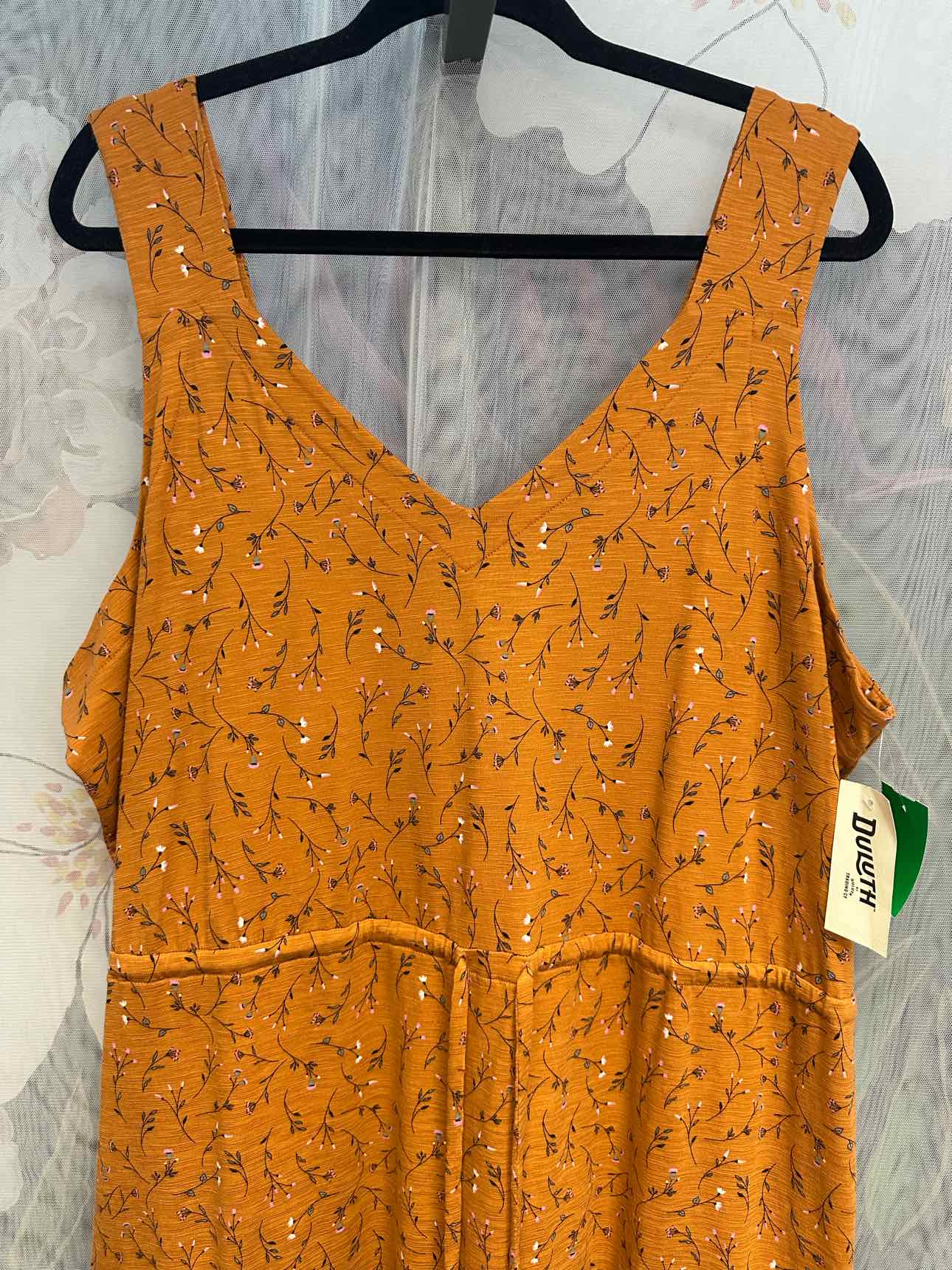 Duluth Trading NEW NWT To n Flow Midi Tank Floral Size 2X Orange Dress