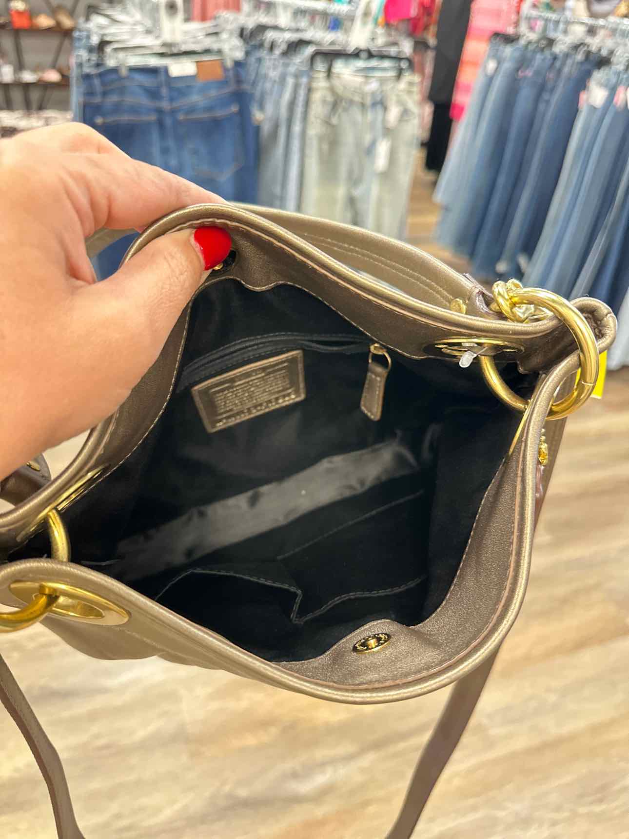 Coach Ashley Hippie Leather Metallic Gold Handbags