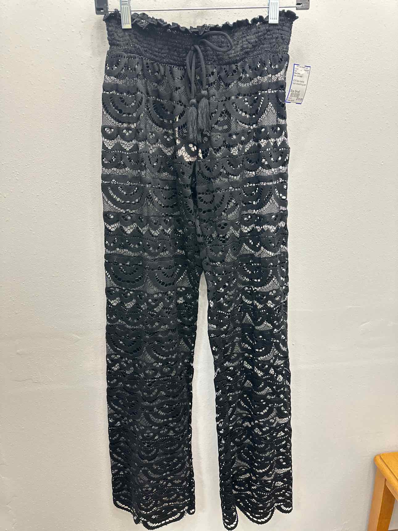 Miken Size Small Black full lace drawstring swim lounge pants