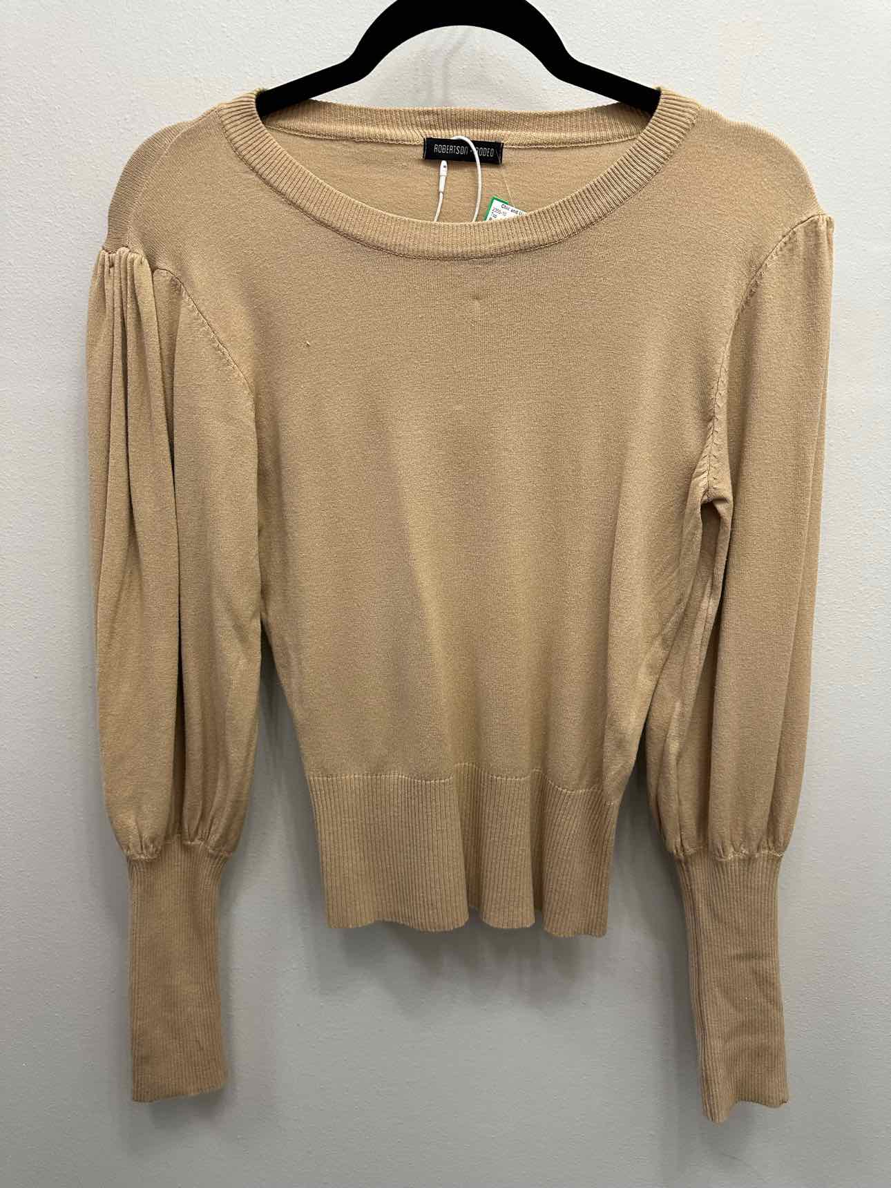 Robertson + Rodeo NEW NWT Amy's Puff Sleeve Crew Sweater Size Large Beige Top