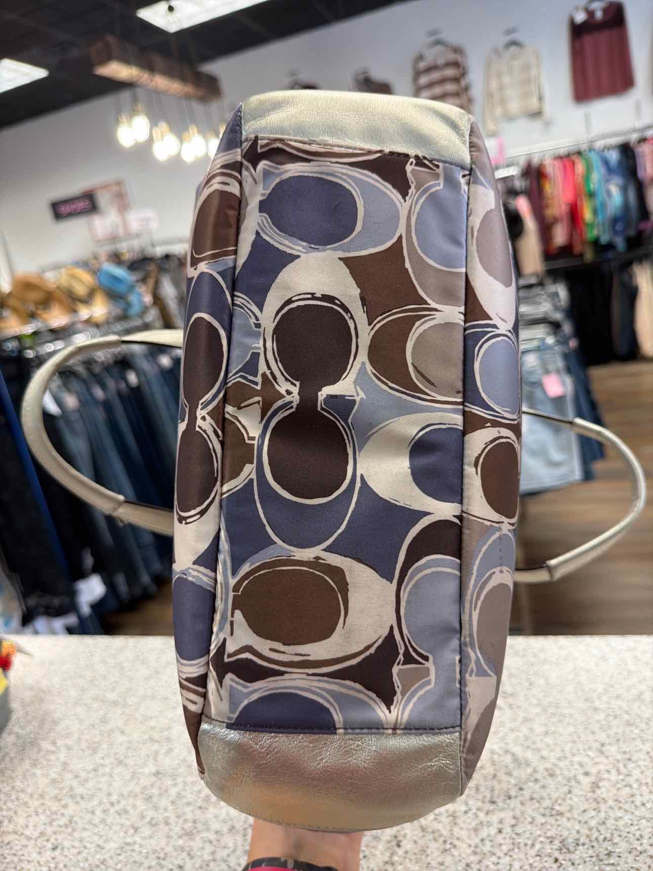 Coach Signature Gallery Scarf Print Satin Tote Shoulder Bag Handbags