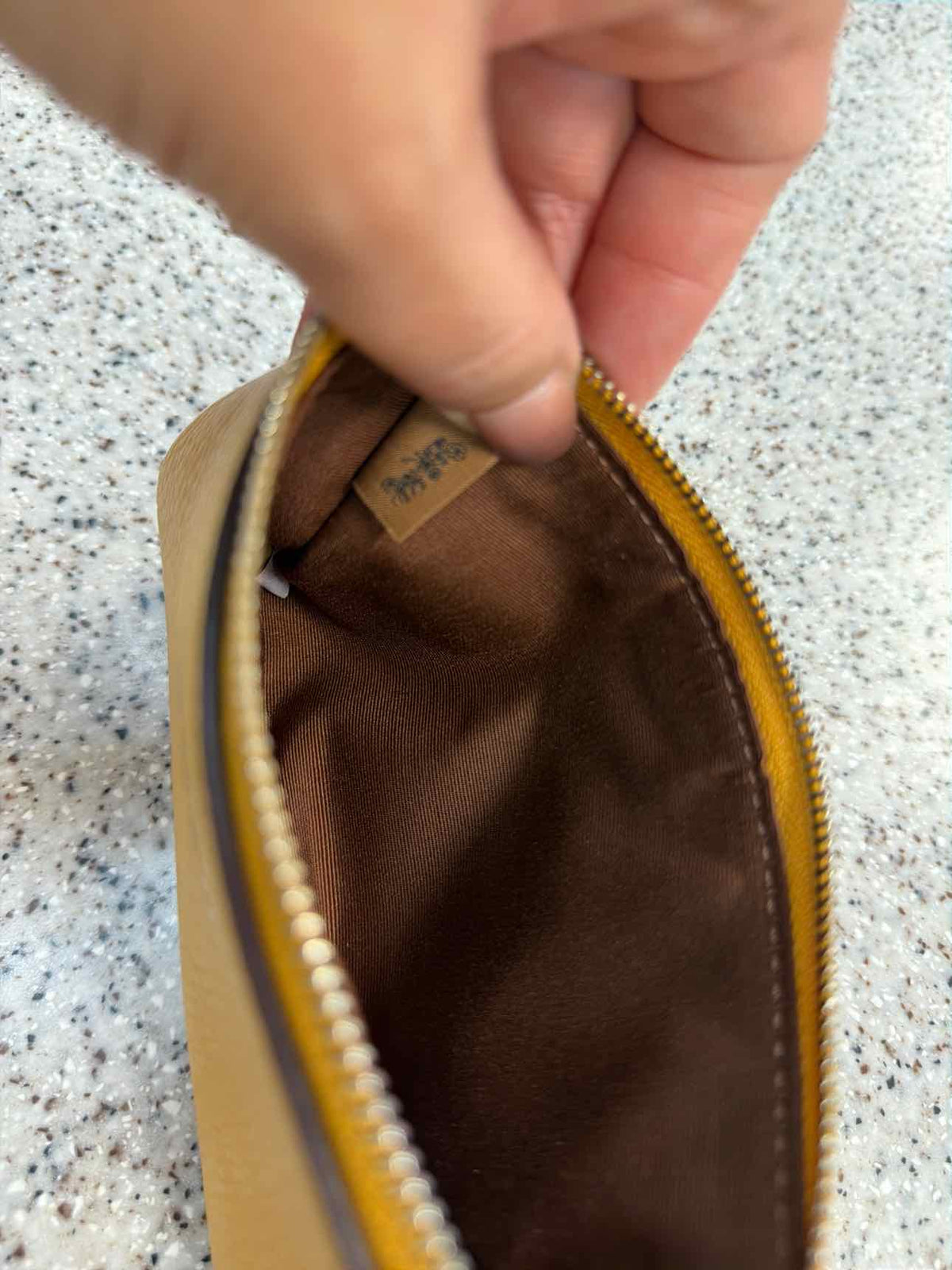 Coach Honeycomb Yellow Corner Zip Pebble Leather Wristlet Wallet