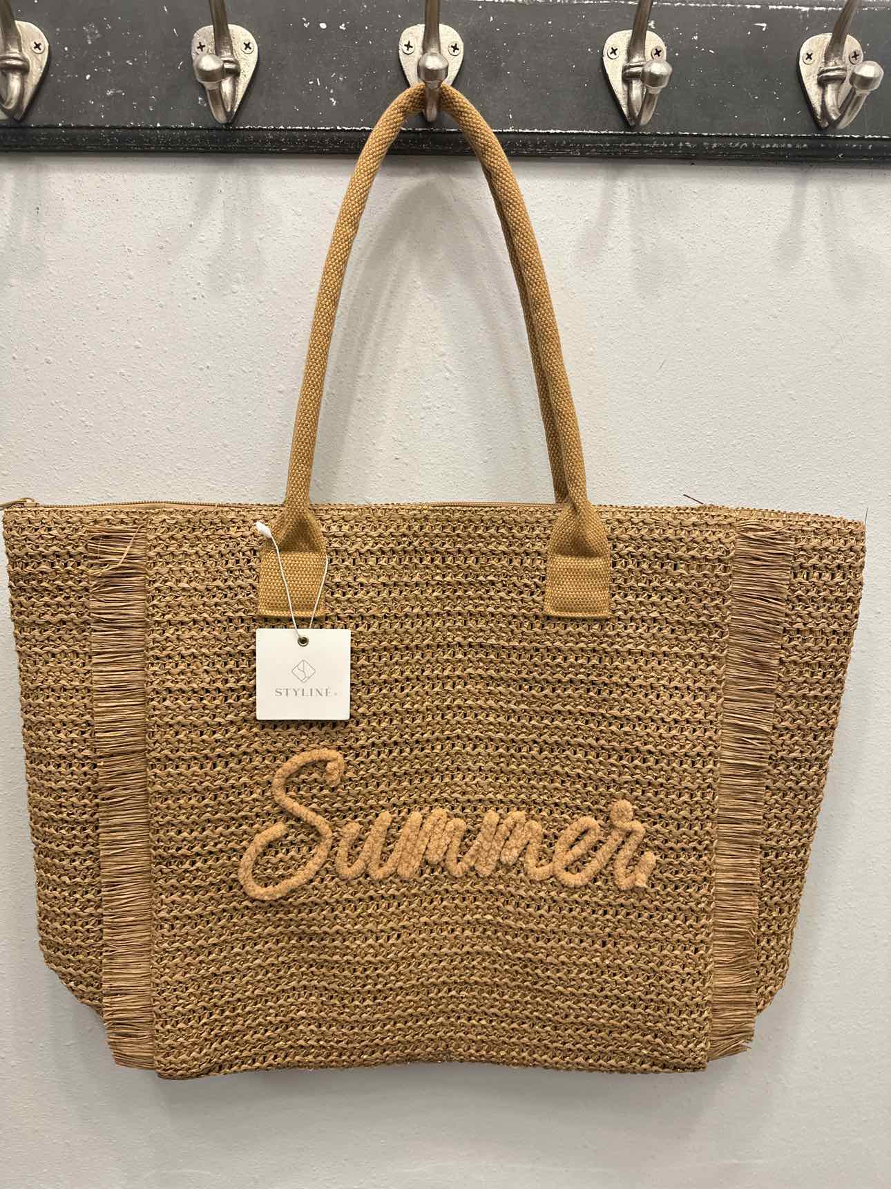Woven Straw & Gold Lurex Summer Bag With Fringe Handbag