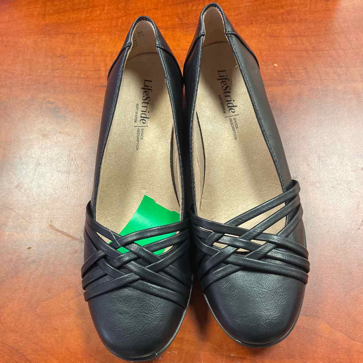 LifeStride Incredible Ballet Flats Crisscross Strap Size 8 Black Shoes