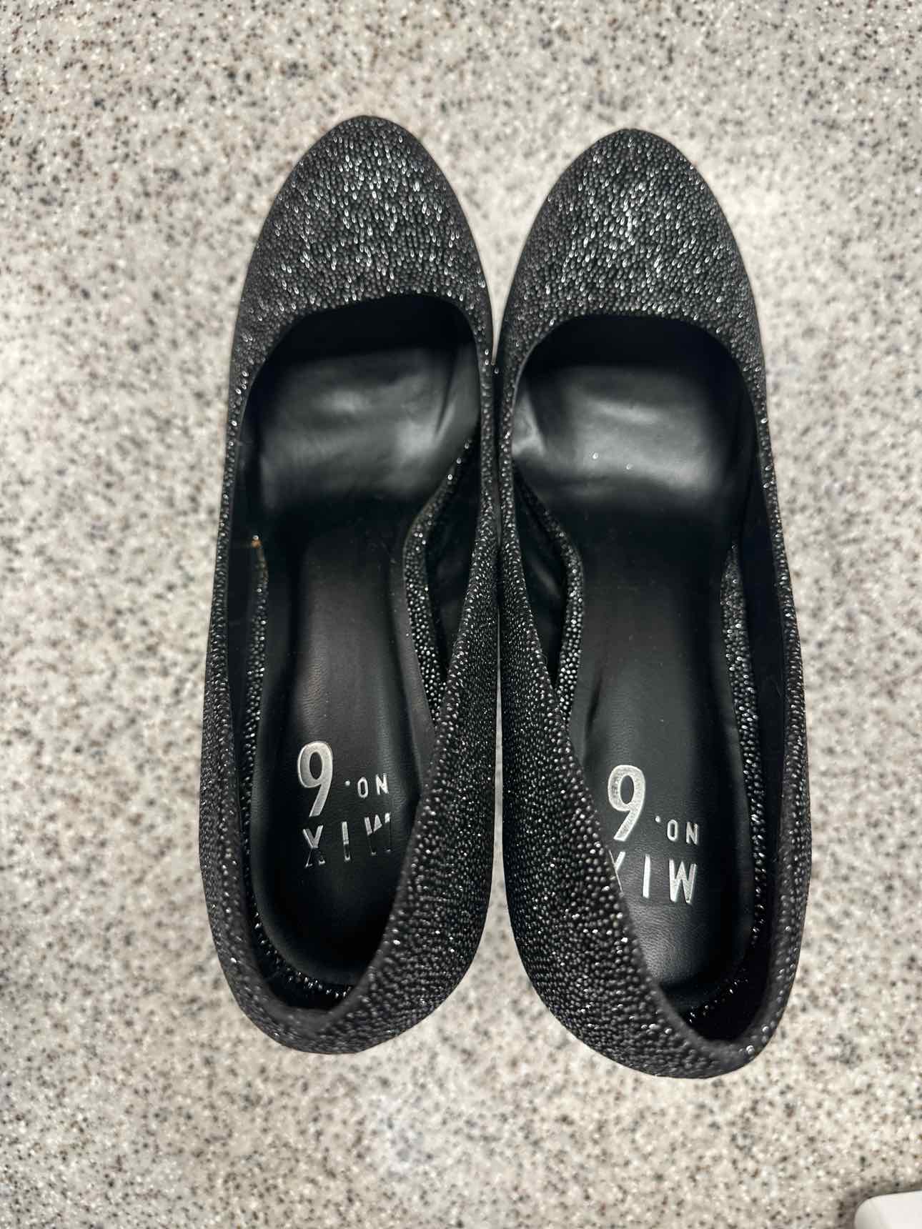 Mix No 6 Sarti Black Glitter Platform Pump Size 9.5  Shoes