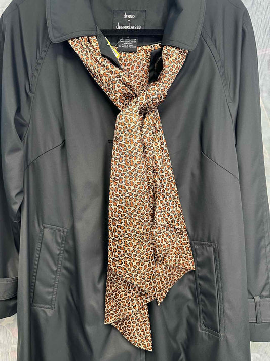 Dennis Brasso Nylon w/ Leopard Print Scarf Medium Black/Brown Duster Raincoat