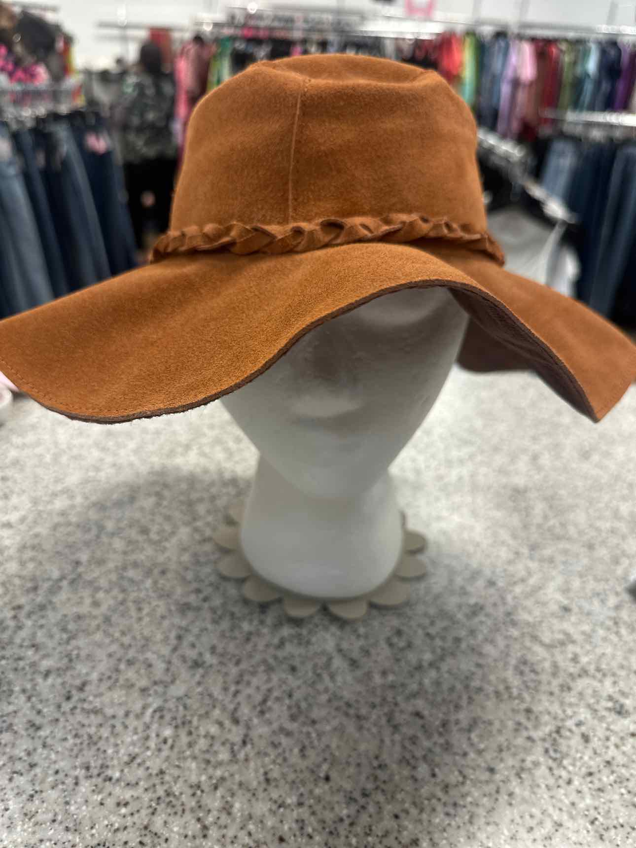 Floppy Suede Leather One Size Caramel Hat