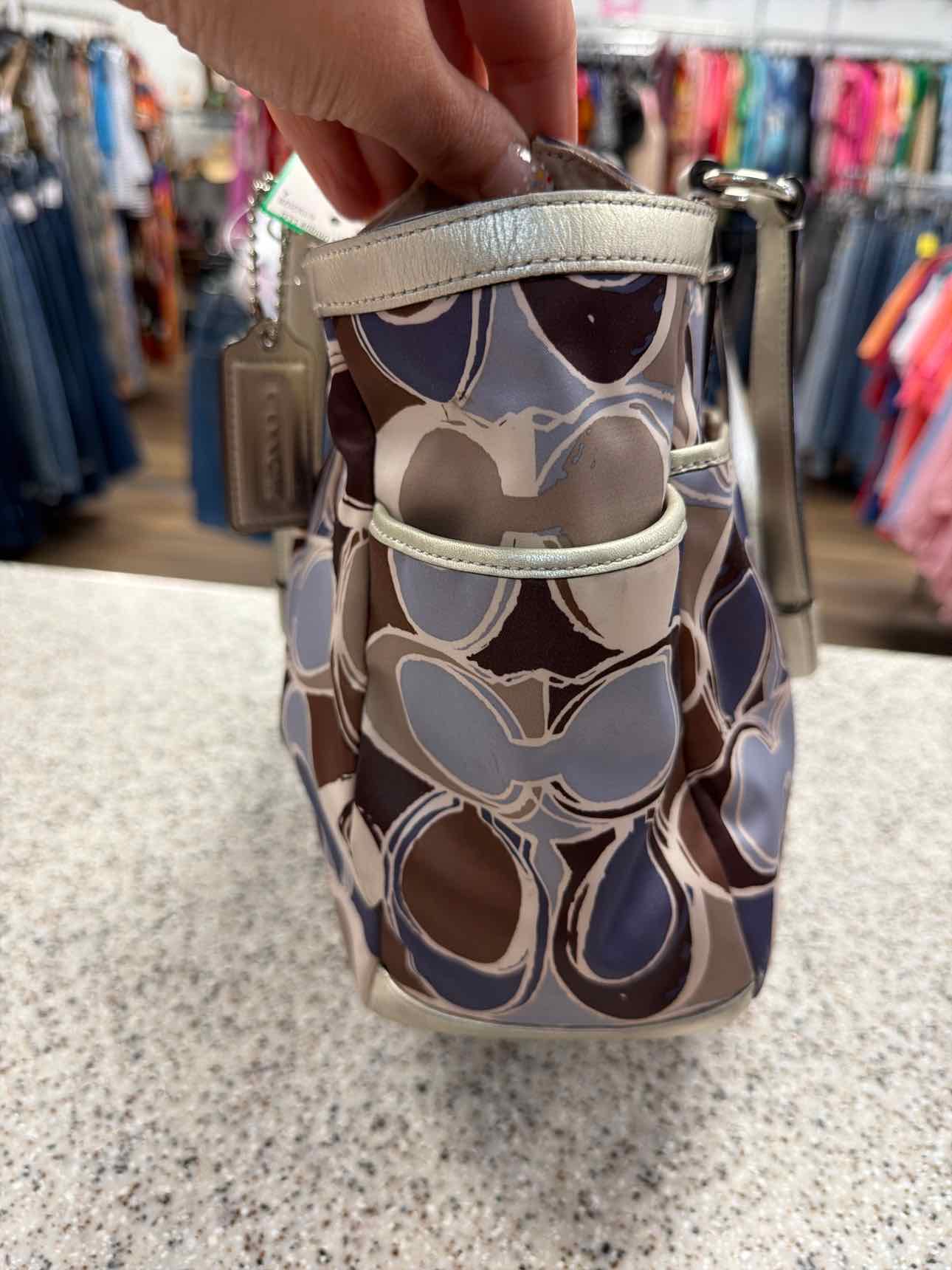Coach Signature Gallery Scarf Print Satin Tote Shoulder Bag Handbags