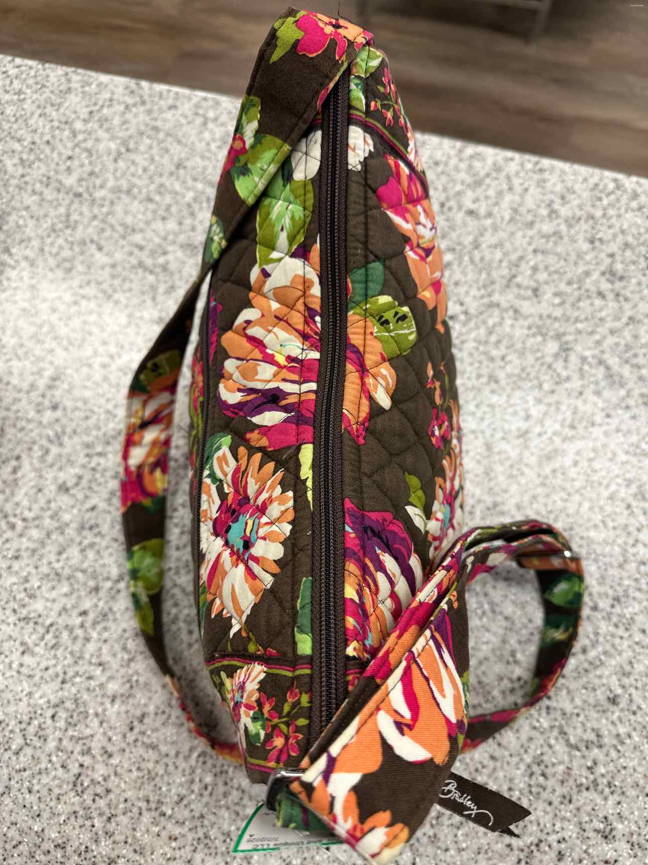Vera Bradley English Rose On the Go Quilted Brown Floral Crossbody Handbags