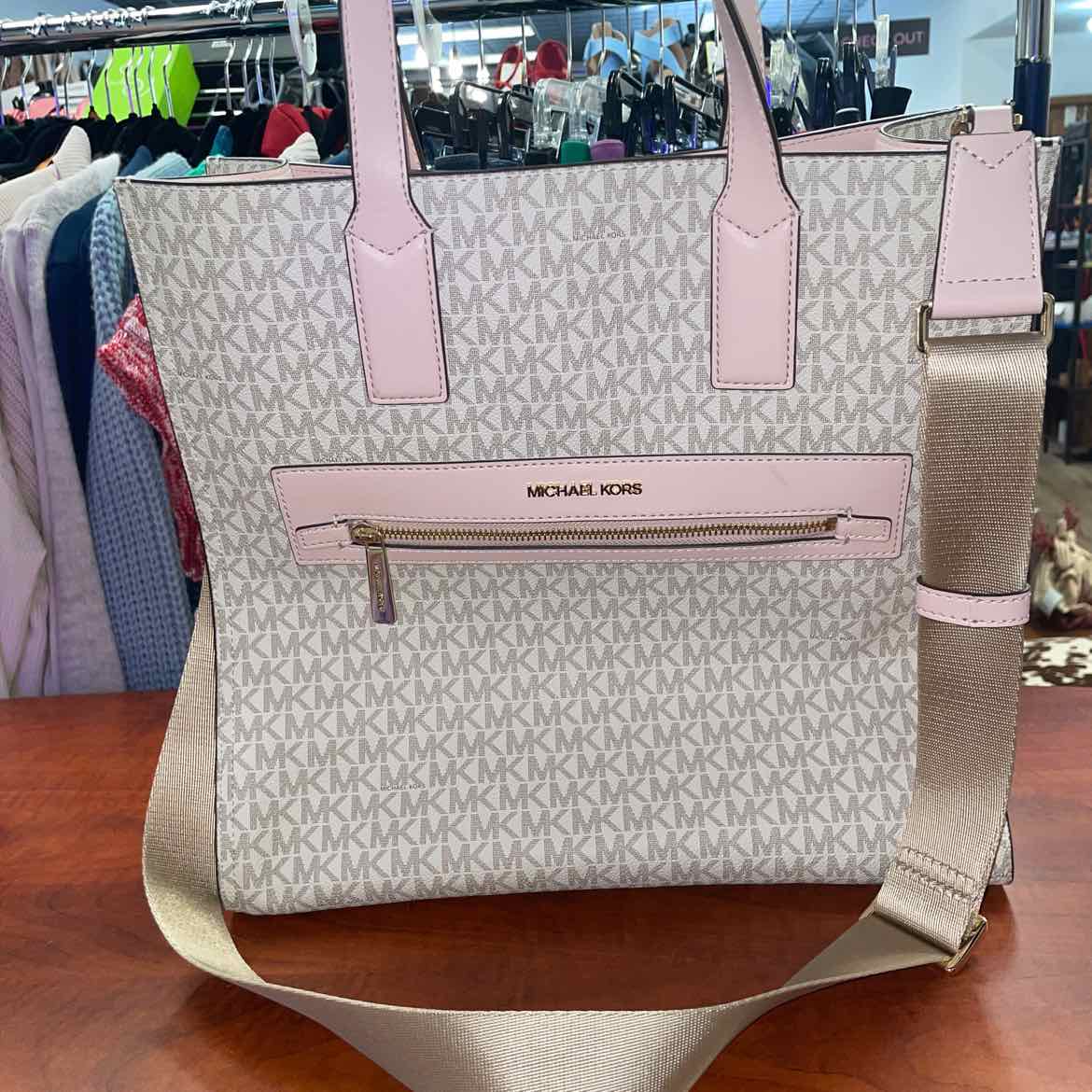 Michael Kors Kenly Large North-South Coated Canvas Tote Bag