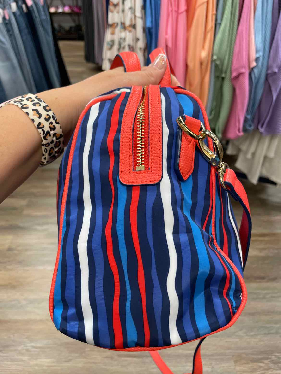Vera Bradley Preppy Poly Marlo Satchel in Cobalt Stripe Handbags